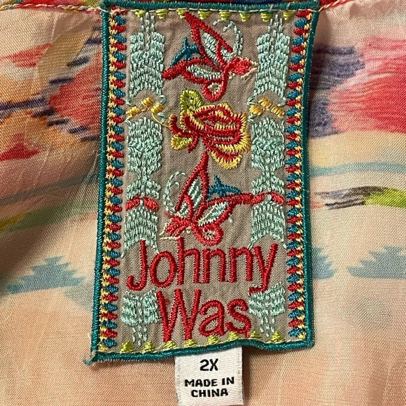JOHNNY WAS NWOT Porcelain Flare Sleeve Ruffle Blouse in Multicolor - Picture 4 of 5